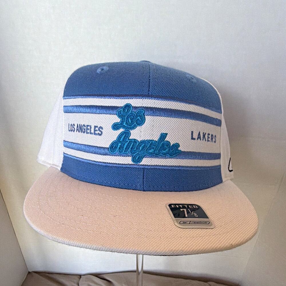 Reebok Los Angeles Lakers NBA Hardwood Classics Fitted Hat Blue 7 1/8 vintage